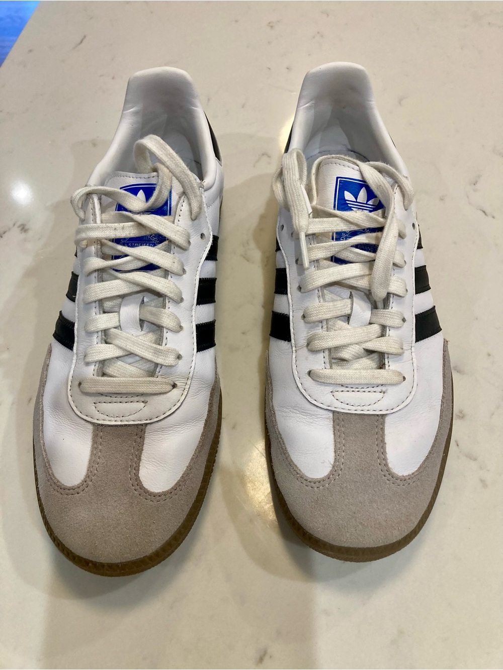 adidas White, Black & Tan Classic Low-Top Sneakers
